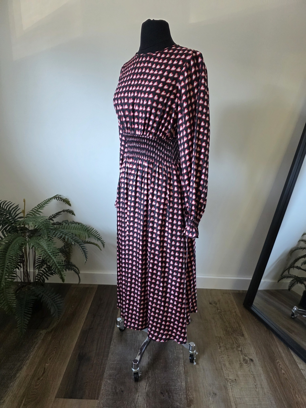 Kate Spade Fancy Hearts Waverly Silk Blend Midi Dress